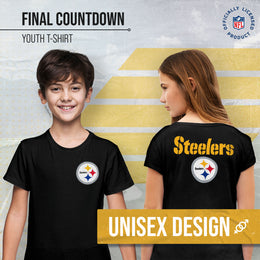Pittsburgh Steelers Team Fan Apparel NFL Youth Final Countdown Tee- Pro Football T-Shirt For Boys & Girls - Black