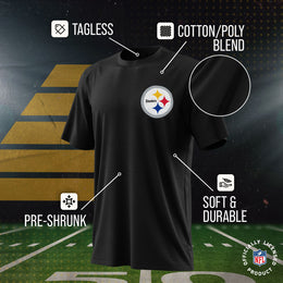 Pittsburgh Steelers Team Fan Apparel NFL Youth Final Countdown Tee- Pro Football T-Shirt For Boys & Girls - Black