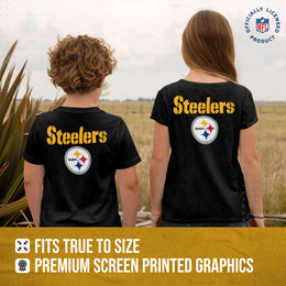 Pittsburgh Steelers Team Fan Apparel NFL Youth Final Countdown Tee- Pro Football T-Shirt For Boys & Girls - Black