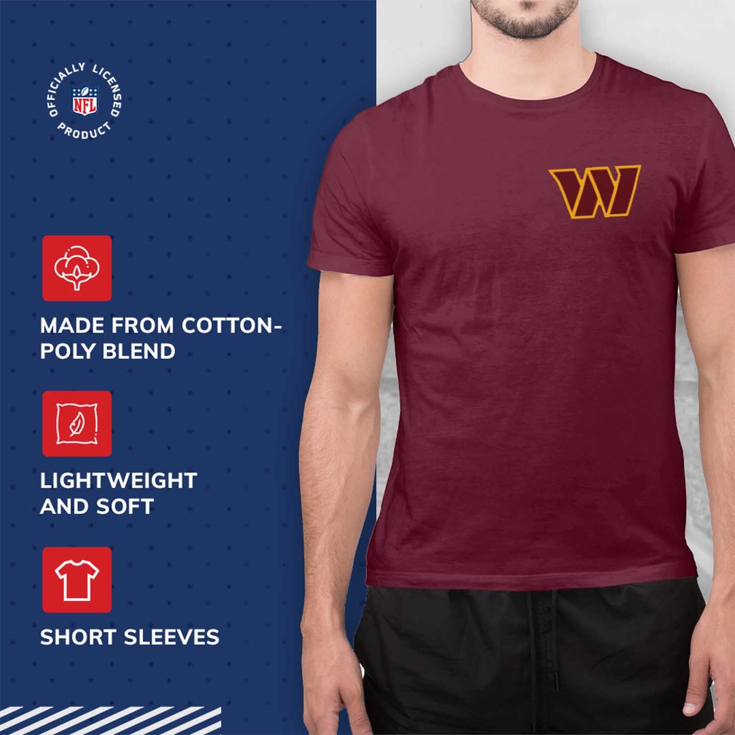 Washington Commanders NFL Pro Football Final Countdown Adult Cotton-Poly Short Sleeved T-Shirt For Men & Women - Cardinal