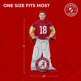 Alabama Crimson Tide NCAA Team Wearable Blanket with Sleeves - Crimson