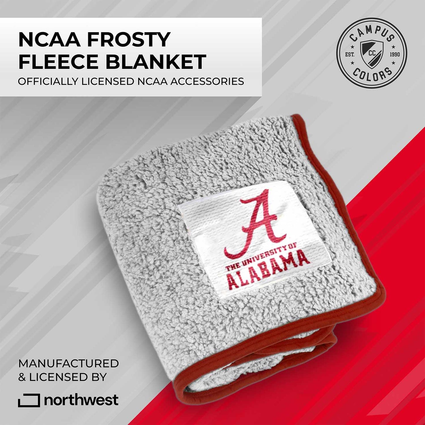 Alabama Crimson Tide NCAA Silk Sherpa College Throw Blanket - Crimson