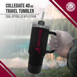 Alabama Crimson Tide College & University 40 oz Travel Tumbler With Handle - Black