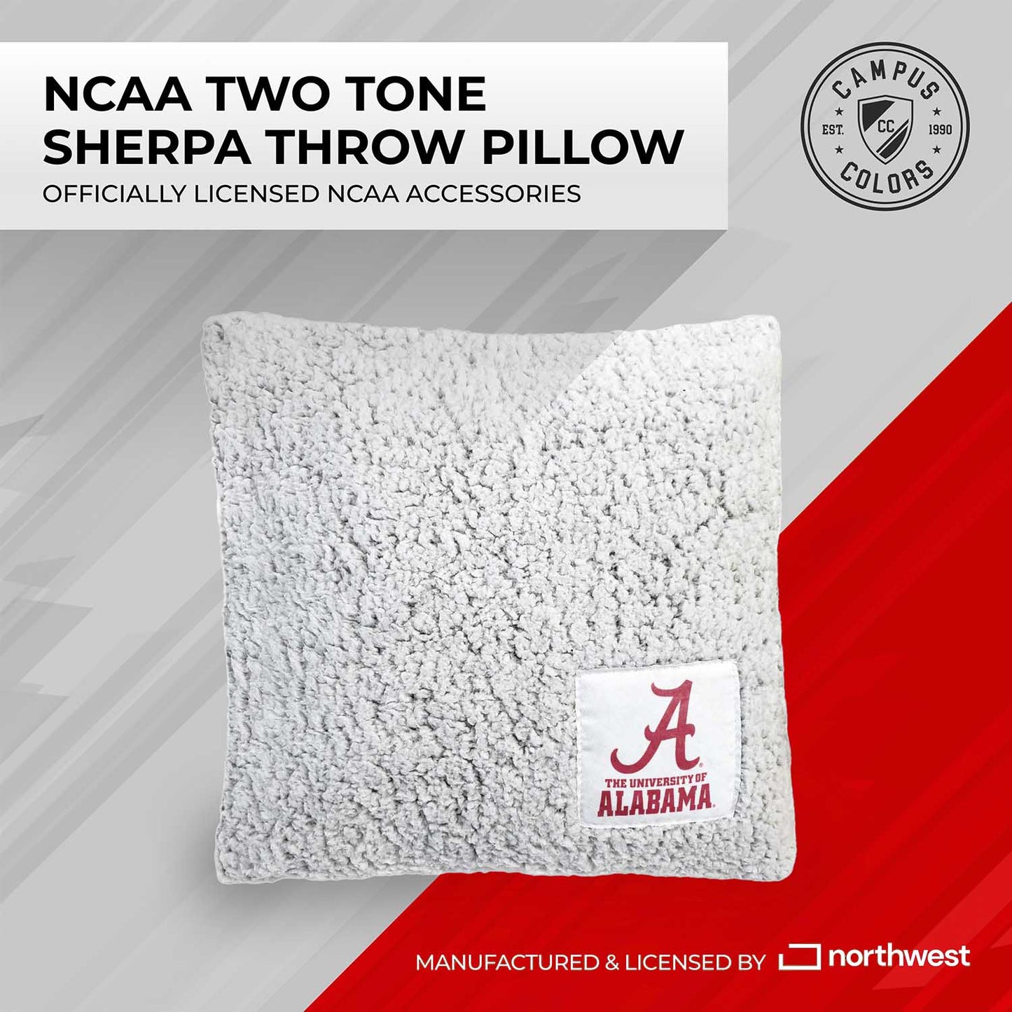 Alabama Crimson Tide Two Tone Sherpa Throw Pillow - Team Color