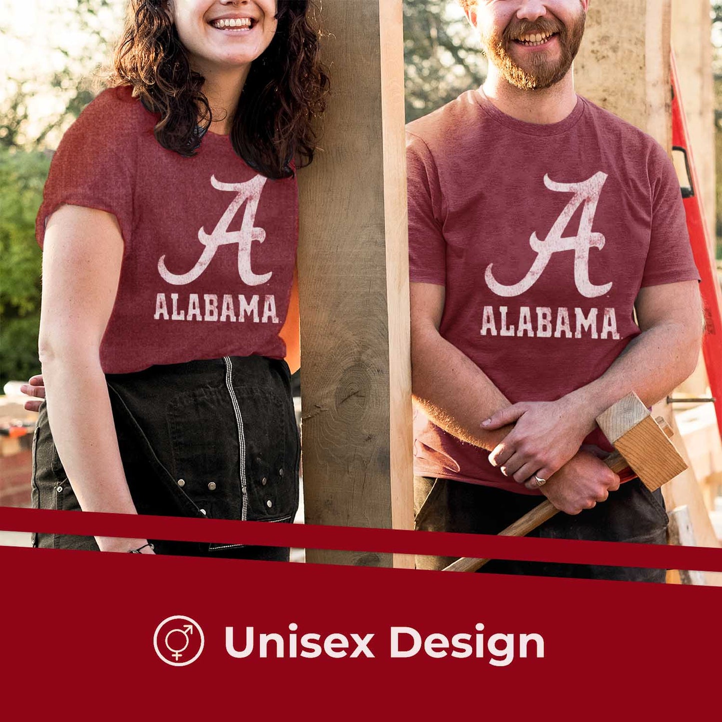 Alabama Crimson Tide Adult MVP Heathered Cotton Blend T-Shirt - Crimson