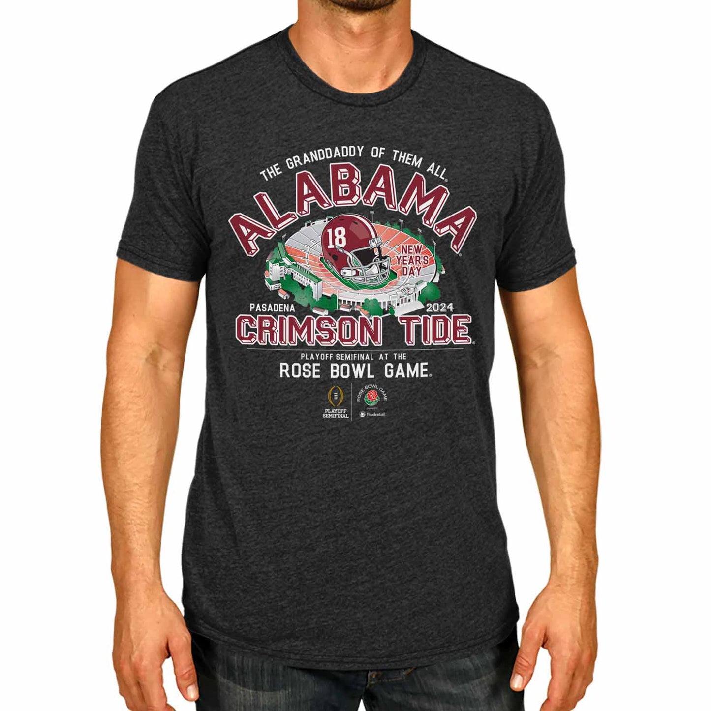 Alabama Crimson Tide 2024 Rose Bowl Game Day College Football T-Shirt - Black Heather