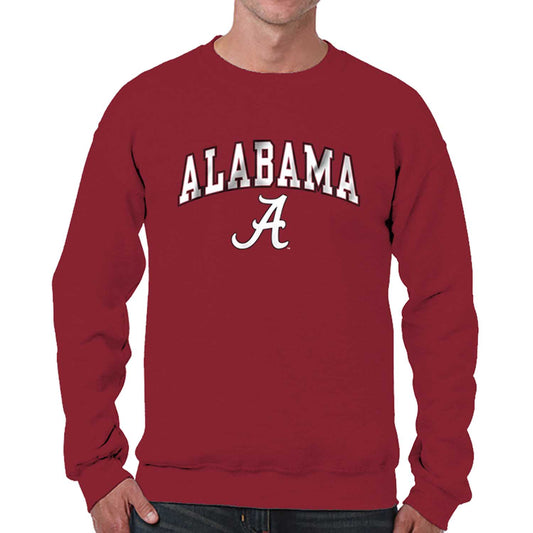 Alabama Crimson Tide Adult Arch & Logo Soft Style Gameday Crewneck Sweatshirt - Crimson