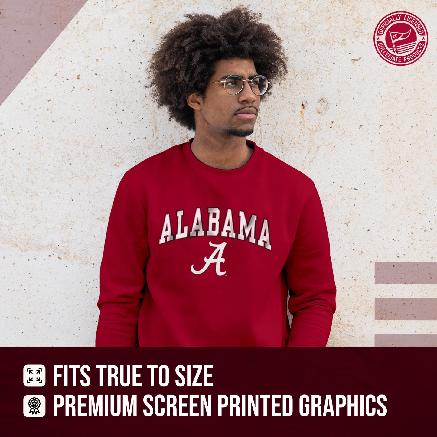 Alabama Crimson Tide Adult Arch & Logo Soft Style Gameday Crewneck Sweatshirt - Crimson