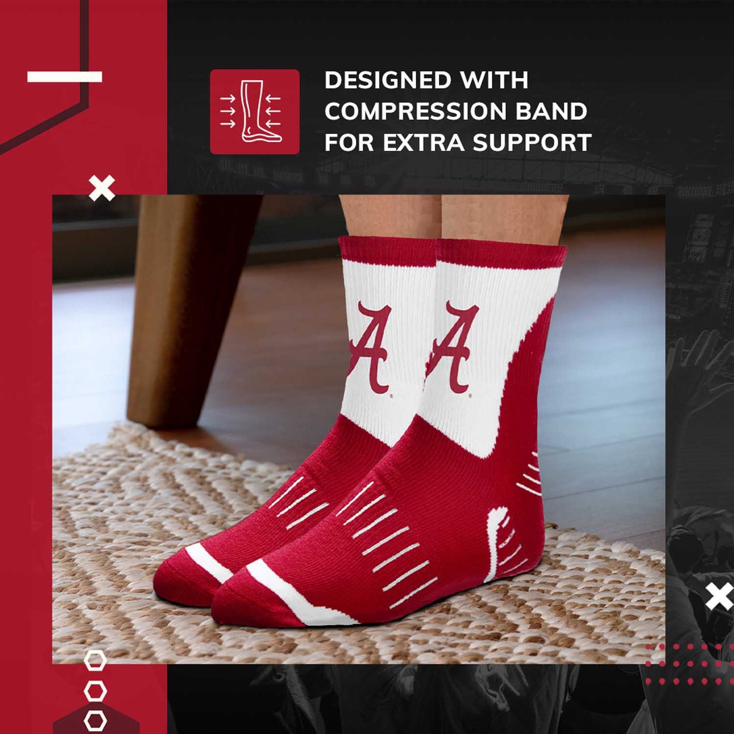 Alabama Crimson Tide NCAA Youth Surge Team Mascot Quarter Socks - Crimson