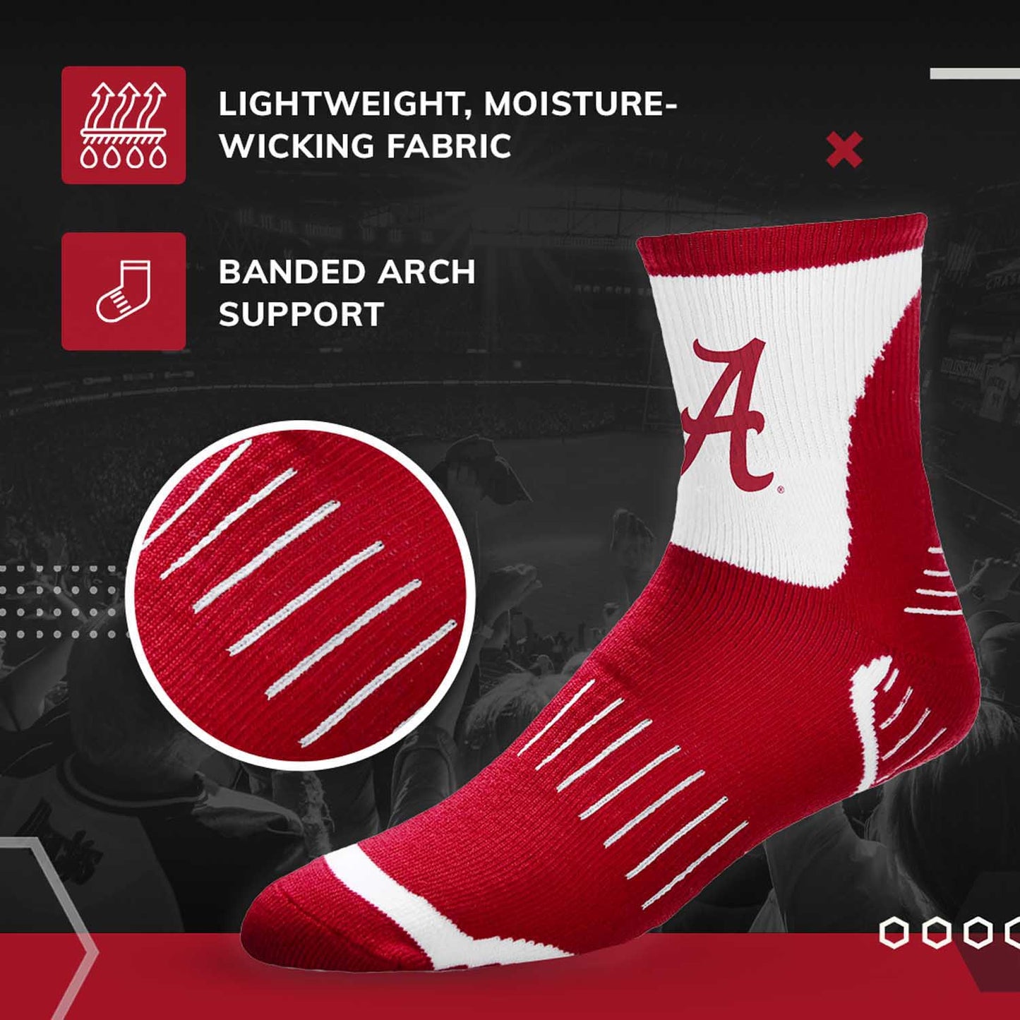 Alabama Crimson Tide NCAA Youth Surge Team Mascot Quarter Socks - Crimson