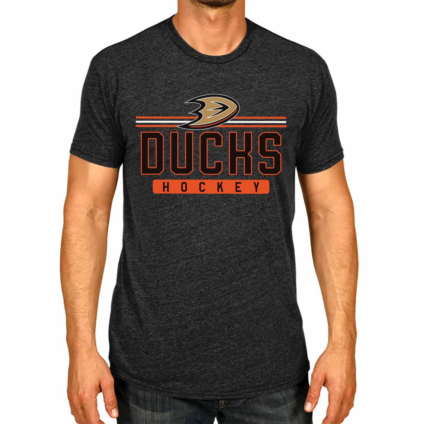 Anaheim Ducks Adult NHL Heather Charcoal True Fan Hockey T-Shirt - Charcoal