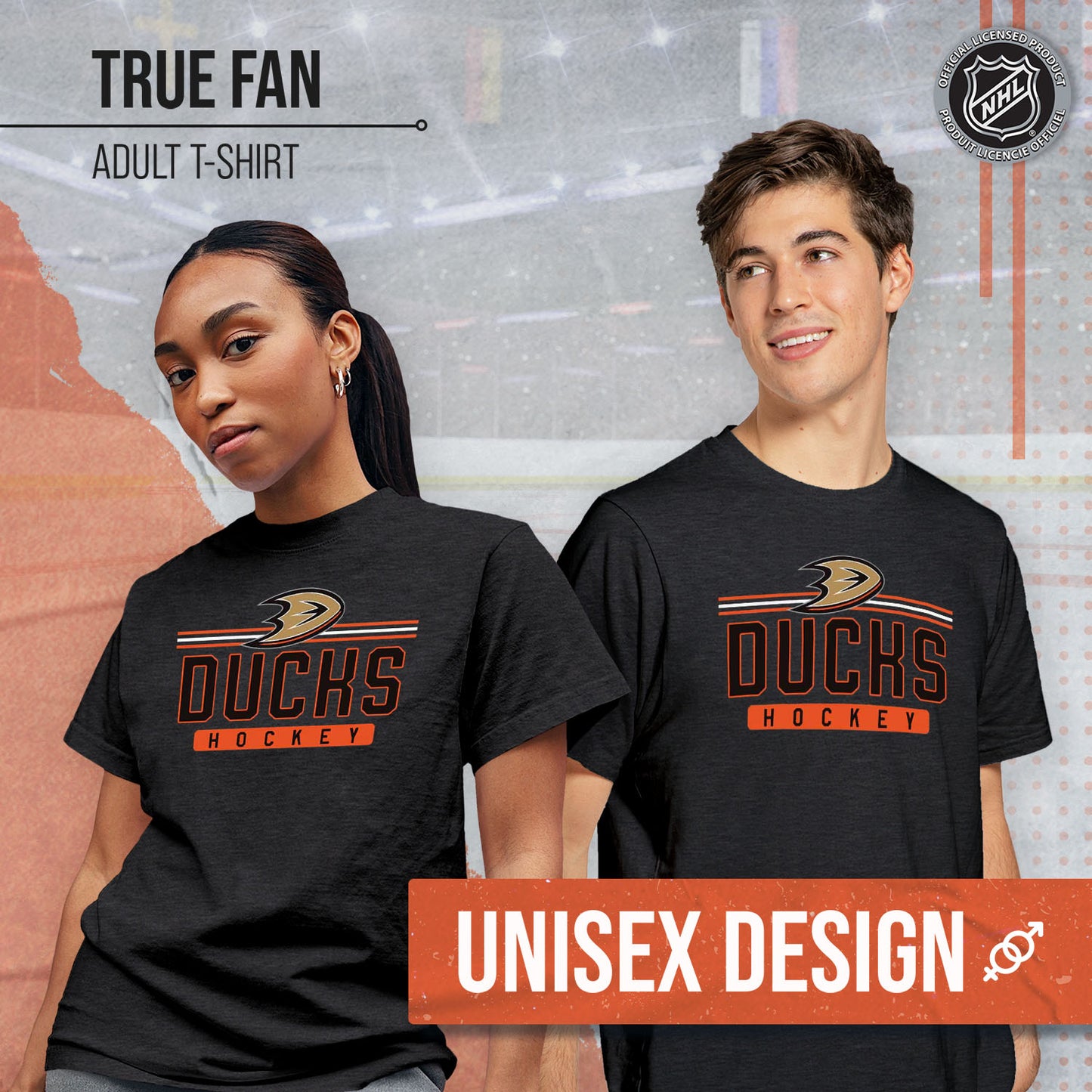 Anaheim Ducks Adult NHL Heather Charcoal True Fan Hockey T-Shirt - Charcoal