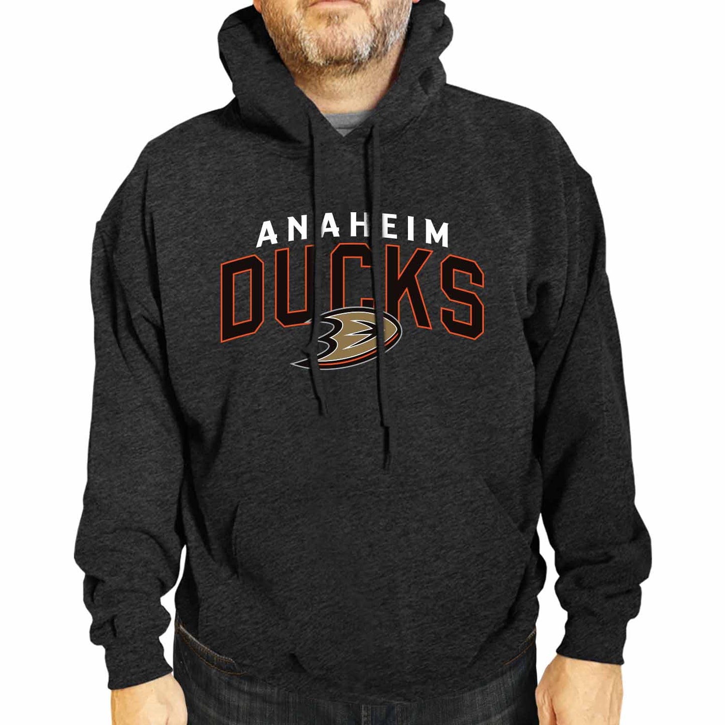 Anaheim Ducks NHL Adult Unisex Powerplay Hooded Sweatshirt - Black Heather