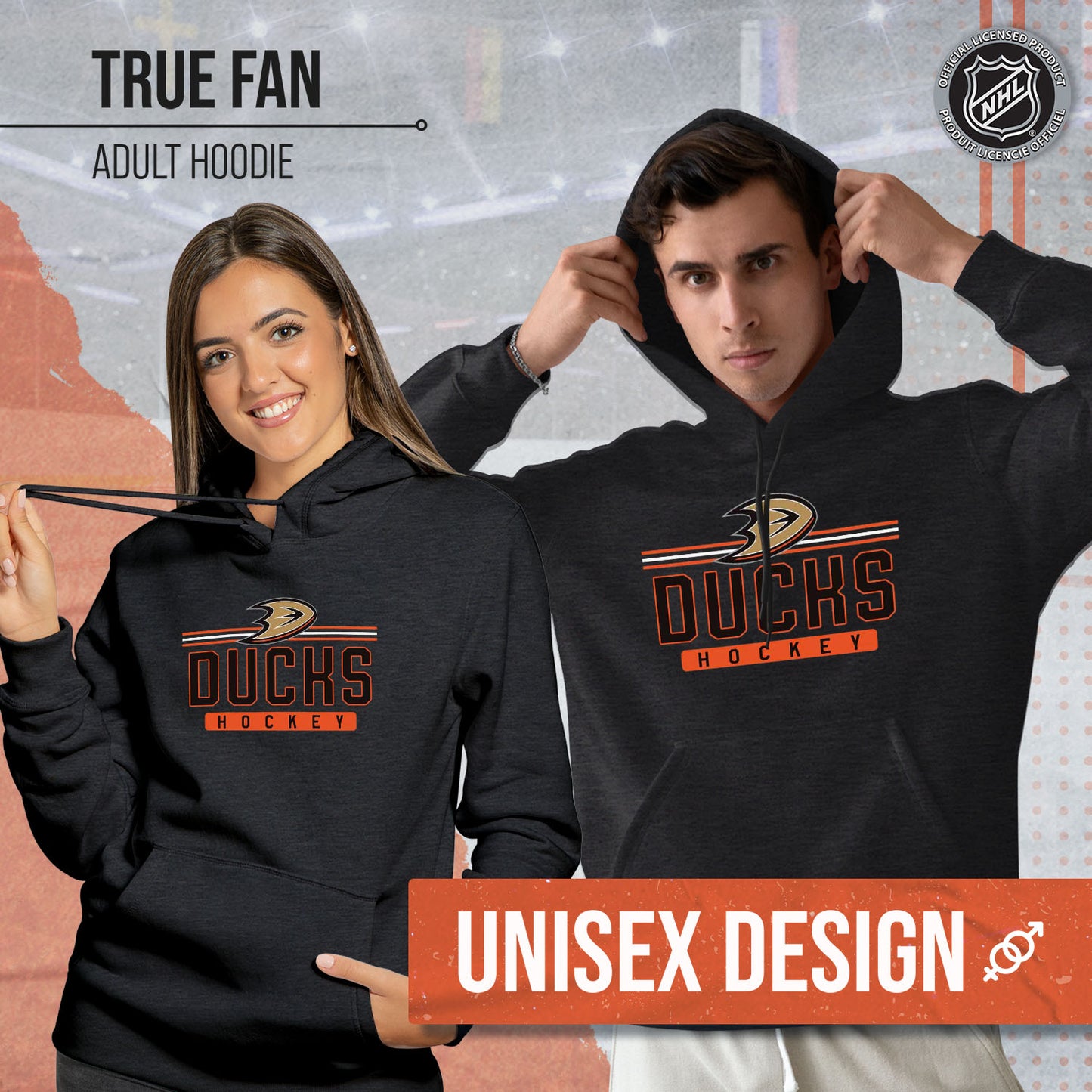 Anaheim Ducks NHL Adult Heather Charcoal True Fan Hooded Sweatshirt Unisex - Charcoal
