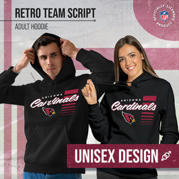 Arizona Cardinals NFL Adult Unisex Retro Script Ultra Soft Fleece Hooded Sweatshirt - Black
