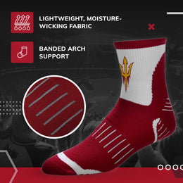 Arizona State Sun Devils NCAA Youth Surge Team Mascot Quarter Socks - Maroon