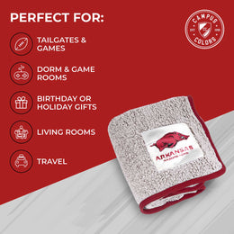 Arkansas Razorbacks NCAA Silk Sherpa College Throw Blanket - Maroon