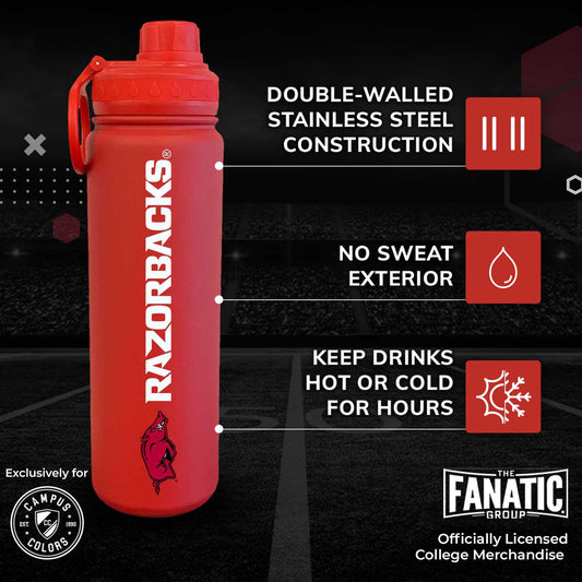 Arkansas Razorbacks NCAA Stainless Steel Water Bottle - Cardinal