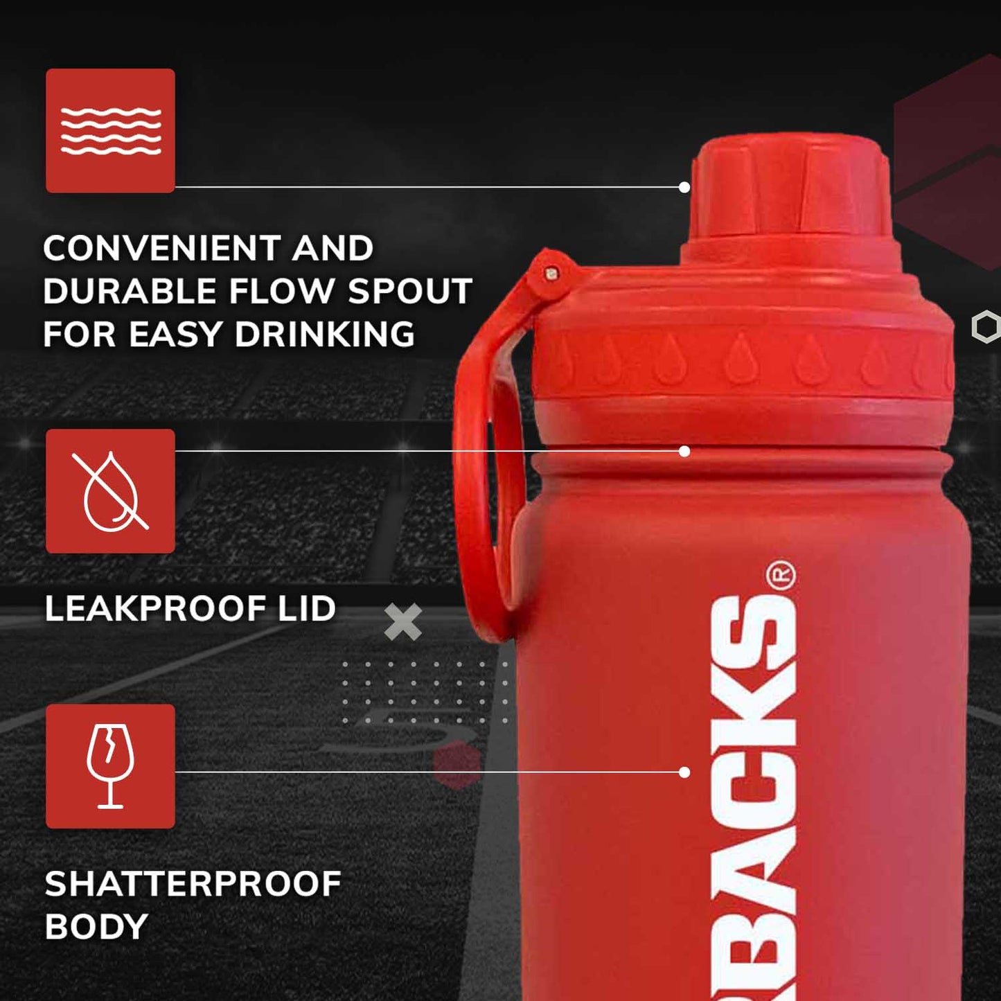 Arkansas Razorbacks NCAA Stainless Steel Water Bottle - Cardinal