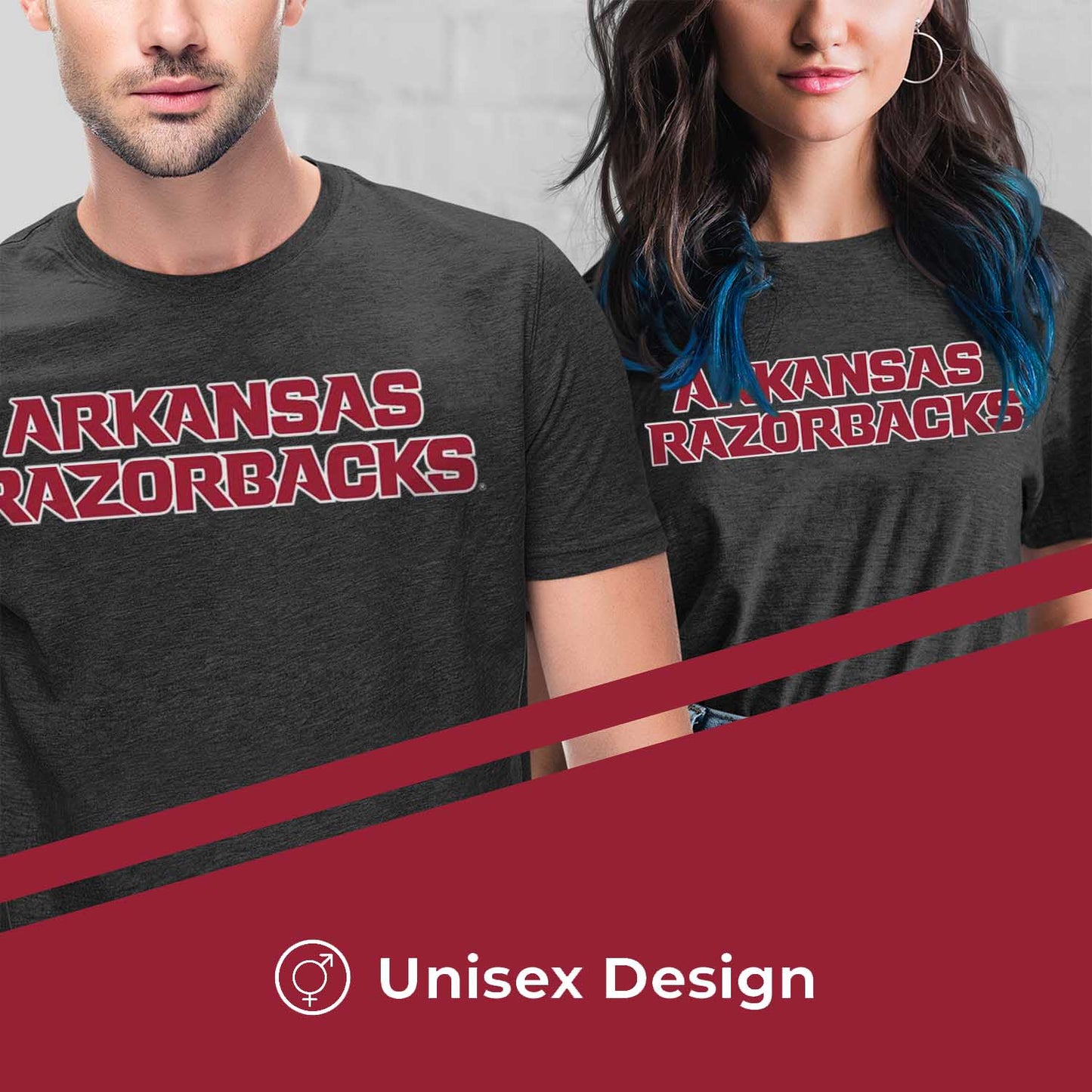 Arkansas Razorbacks Campus Colors NCAA Adult Cotton Blend Charcoal Tagless T-Shirt - Charcoal