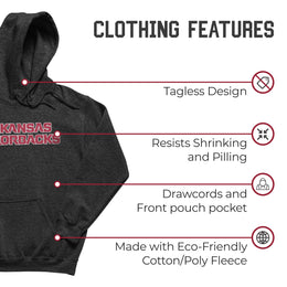 Arkansas Razorbacks NCAA Adult Cotton Blend Charcoal Hooded Sweatshirt - Charcoal