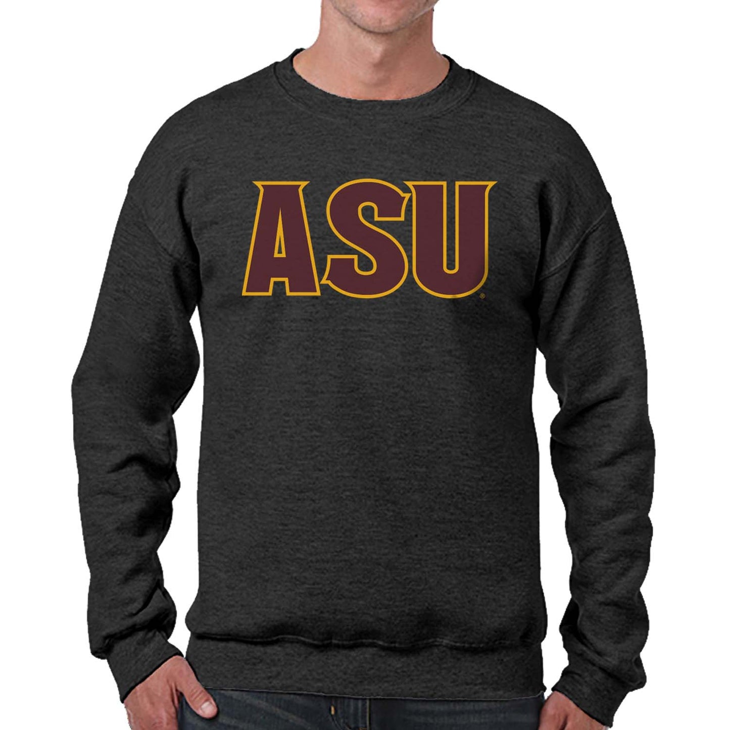 Arizona State Sun Devils NCAA Adult Charcoal Crewneck Fleece Sweatshirt - Charcoal