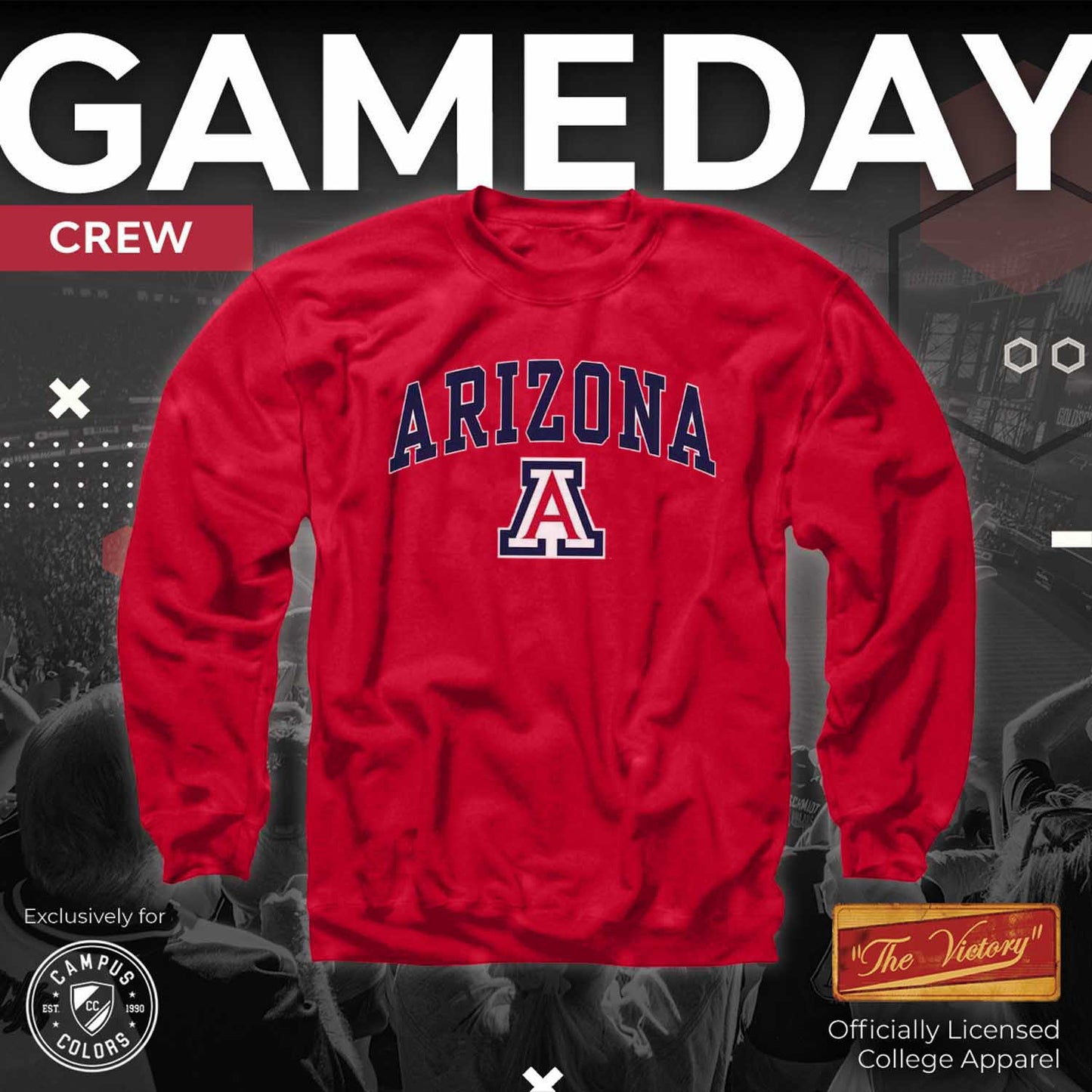 Arizona Wildcats Adult Arch & Logo Soft Style Gameday Crewneck Sweatshirt - Red
