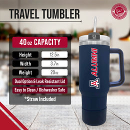 Arizona Wildcats Collegiate 40oz Stainless Steel Travel Tumbler with Handle for Alumni - Navy