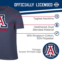 Arizona Wildcats Adult MVP Heathered Cotton Blend T-Shirt - Navy