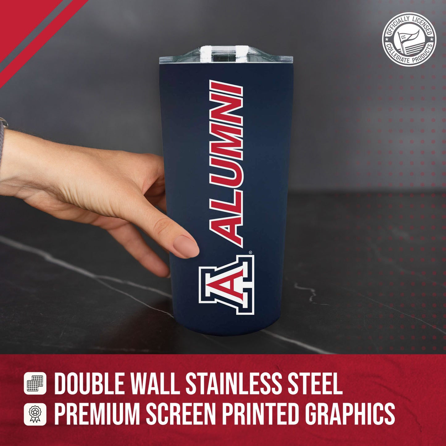 Arizona Wildcats NCAA Stainless Steel Travel Tumbler for Alumni - Navy