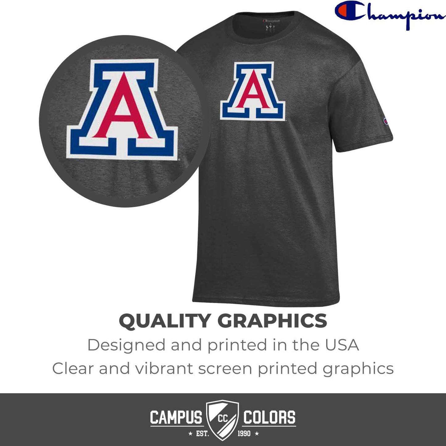 Arizona Wildcats Adult Soft Style Mascot Tagless T-Shirt  - Charcoal