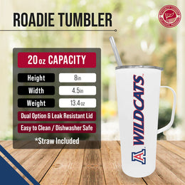 Arizona Wildcats NCAA Stainless Steal 20oz Roadie With Handle & Dual Option Lid With Straw - White