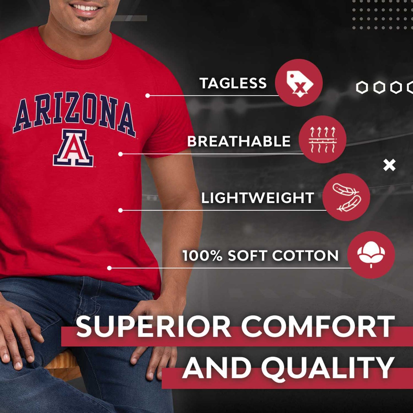 Arizona Wildcats NCAA Adult Gameday Cotton T-Shirt - Red