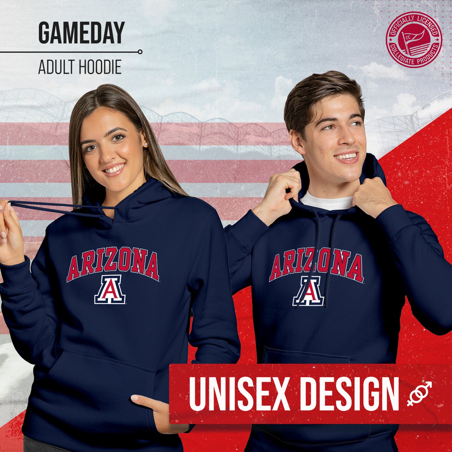 Arizona Wildcats Adult Arch & Logo Soft Style Gameday Hooded Sweatshirt - Navy