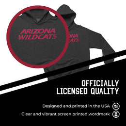Arizona Wildcats NCAA Adult Cotton Blend Charcoal Hooded Sweatshirt - Charcoal