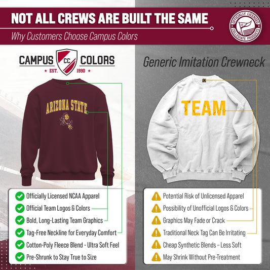 Arizona State Sun Devils Adult Arch & Logo Soft Style Gameday Crewneck Sweatshirt - Maroon