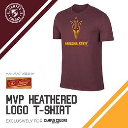 Arizona State Sun Devils Adult MVP Heathered Cotton Blend T-Shirt - Maroon