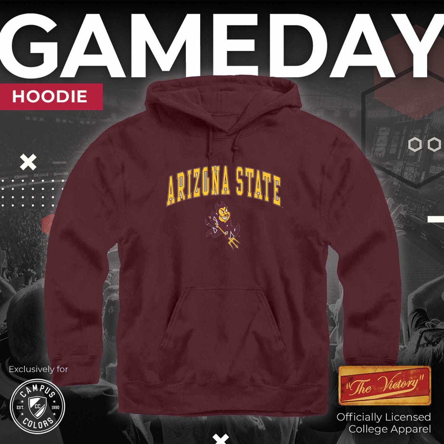 Arizona State Sun Devils Adult Arch & Logo Soft Style Gameday Hooded Sweatshirt - Maroon