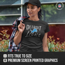 Detroit Lions NFL Women's Paintbrush Relaxed Fit Unisex T-Shirt - Black