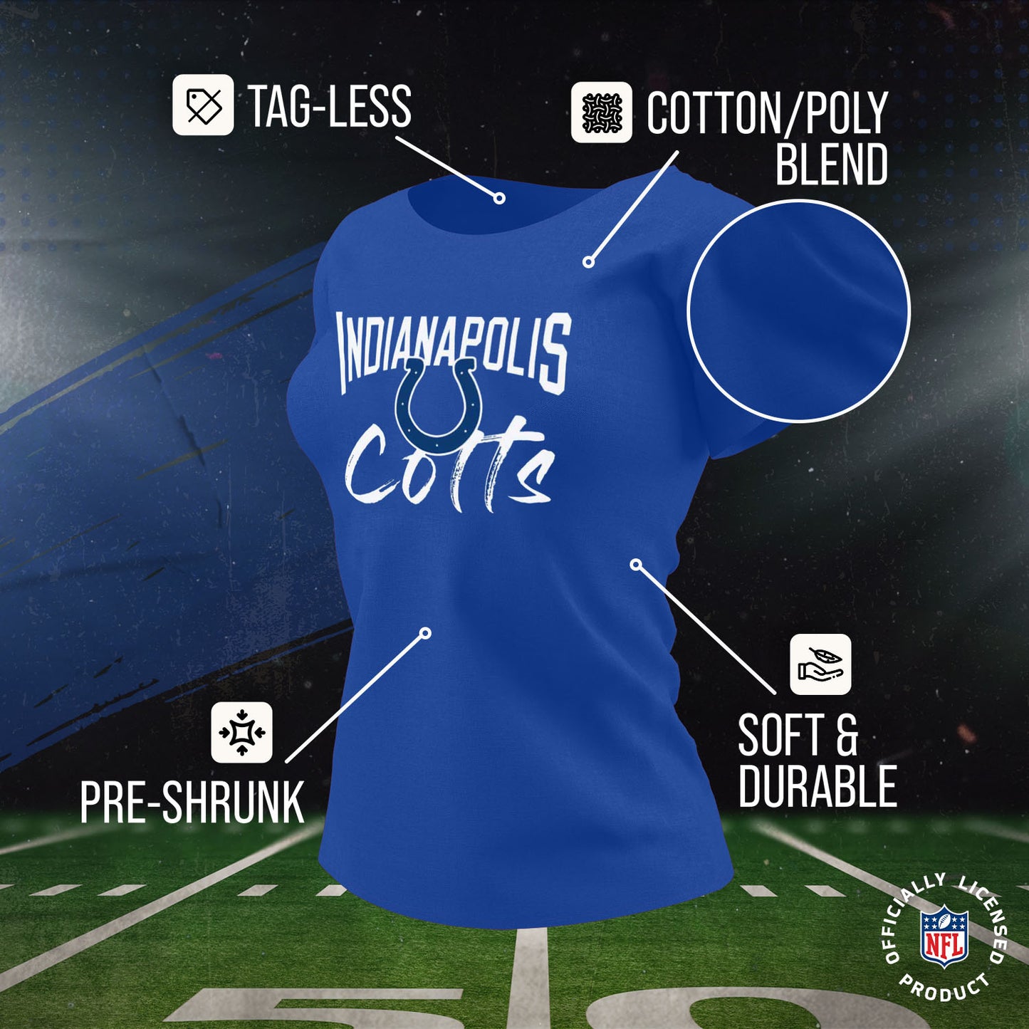 Indianapolis Colts NFL Women's Paintbrush Relaxed Fit Unisex T-Shirt - Royal
