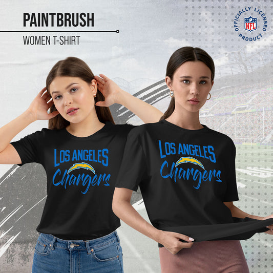 Los Angeles Chargers NFL Women's Paintbrush Relaxed Fit Unisex T-Shirt - Black