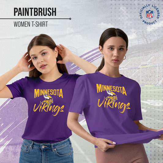 Minnesota Vikings NFL Women's Paintbrush Relaxed Fit Unisex T-Shirt - Purple