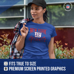 New York Giants NFL Women's Paintbrush Relaxed Fit Unisex T-Shirt - Royal