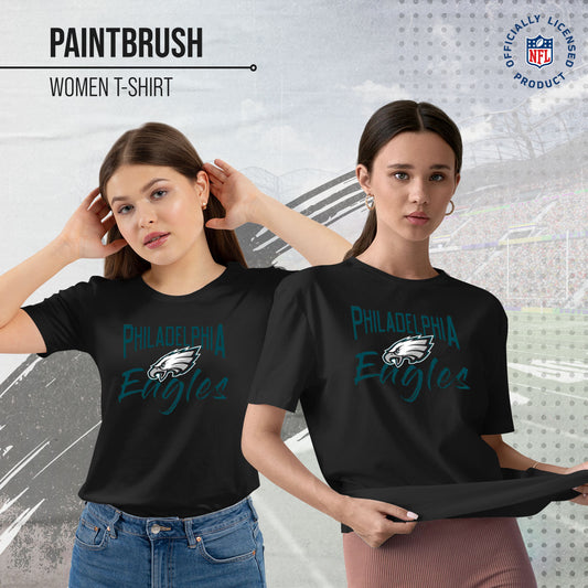 Philadelphia Eagles NFL Women's Paintbrush Relaxed Fit Unisex T-Shirt - Black