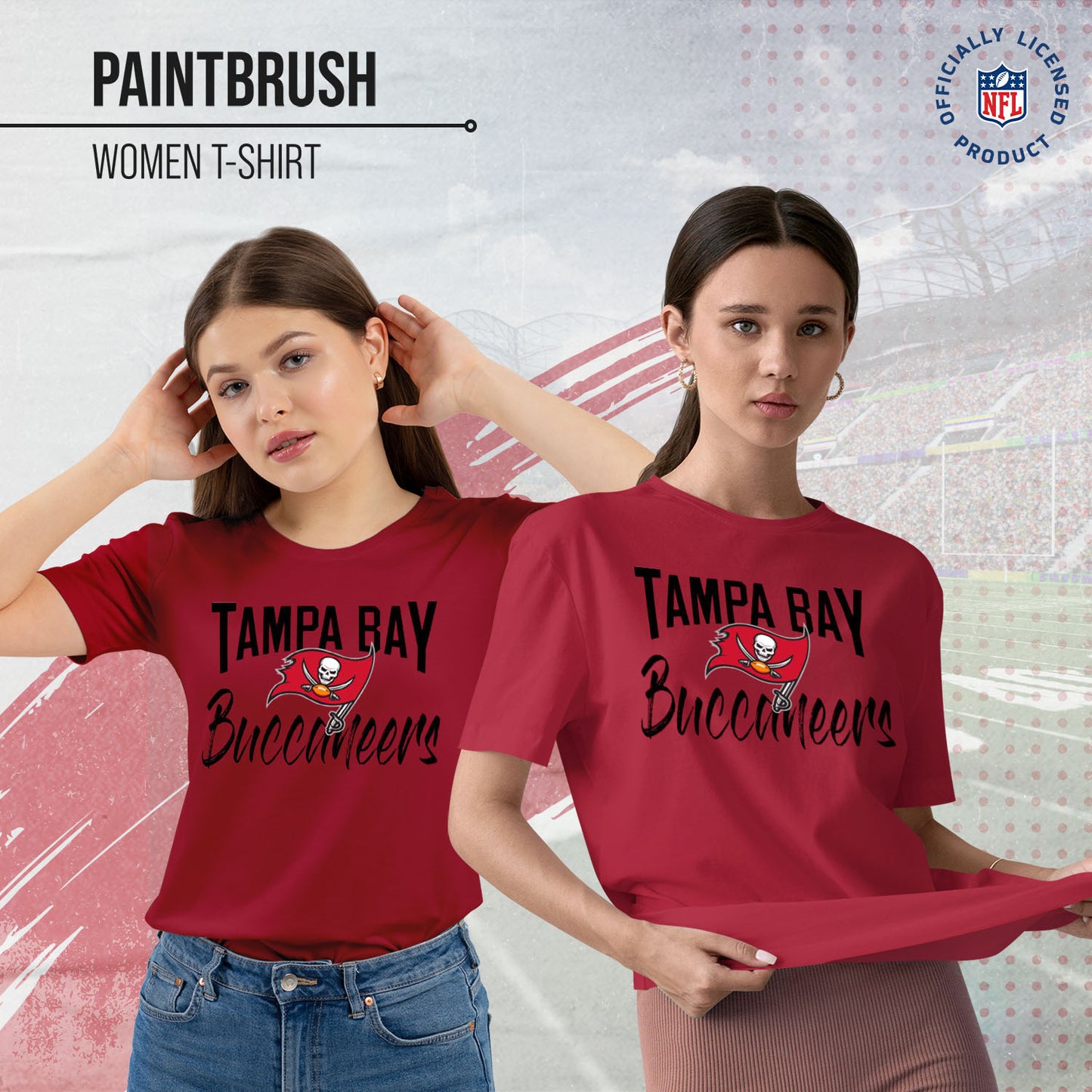 Tampa Bay Buccaneers NFL Women's Paintbrush Fitted T-Shirt - Red