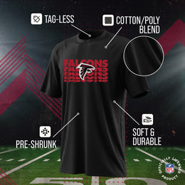 Atlanta Falcons NFL Youth Repeating Logo Football T-Shirt Unisex Tag Free Comfortable - Black