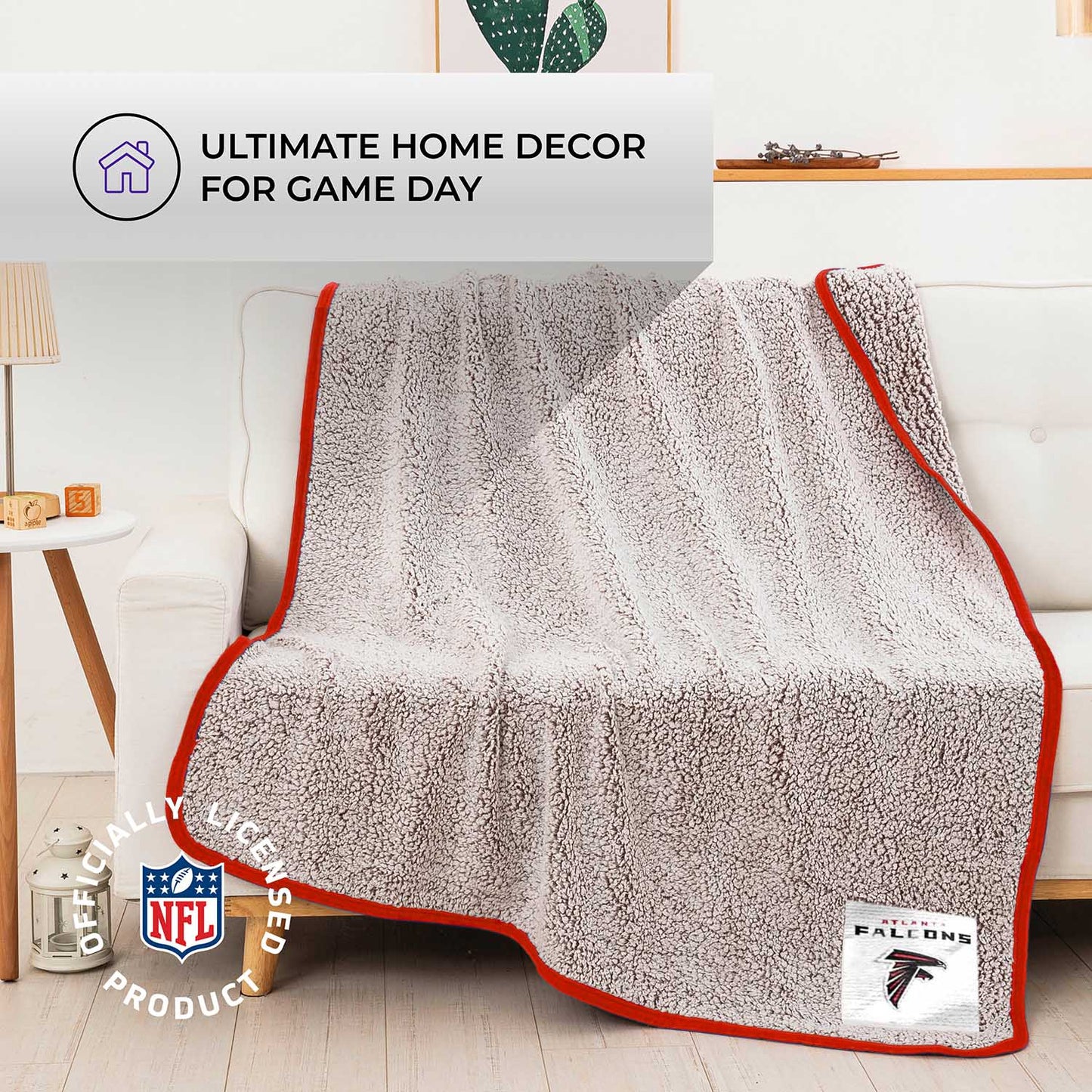 Atlanta Falcons NFL Silk Touch Sherpa Throw Blanket - Red