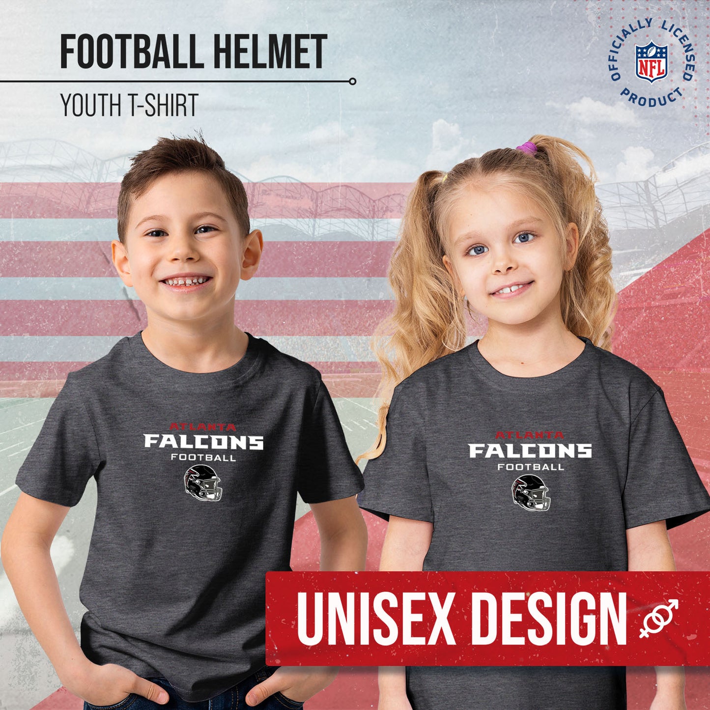 Atlanta Falcons NFL Youth Football Helmet Tagless T-Shirt - Charcoal