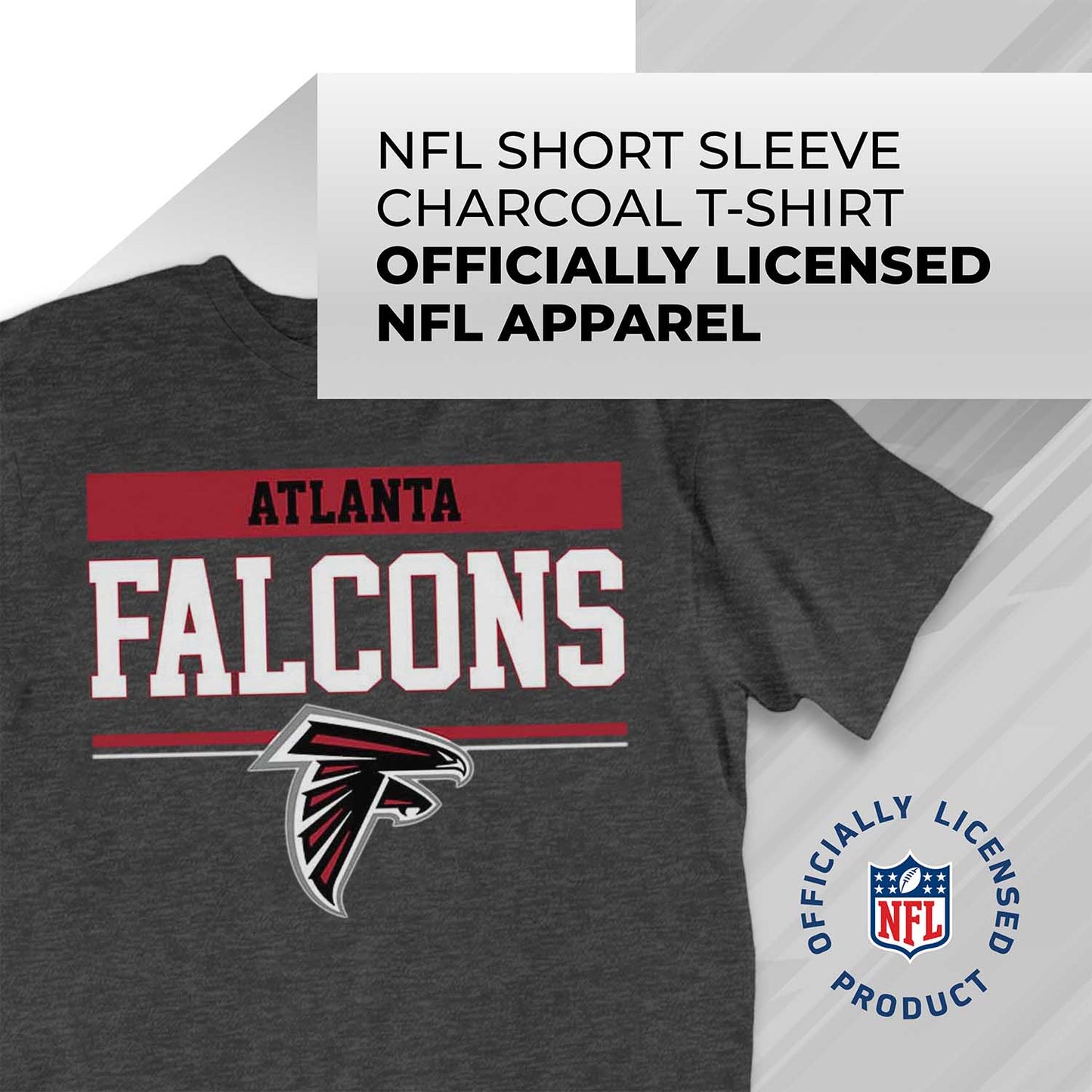 Atlanta Falcons NFL Adult Team Block Tagless T-Shirt - Charcoal
