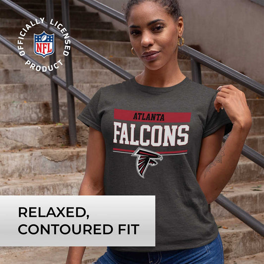 Atlanta Falcons NFL Women's Team Block Charcoal Tagless T-Shirt - Charcoal